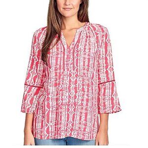 Gloria Vanderbilt Women's Nova Flutter Sleeve Blouse, WEAVING AZALEA, S
